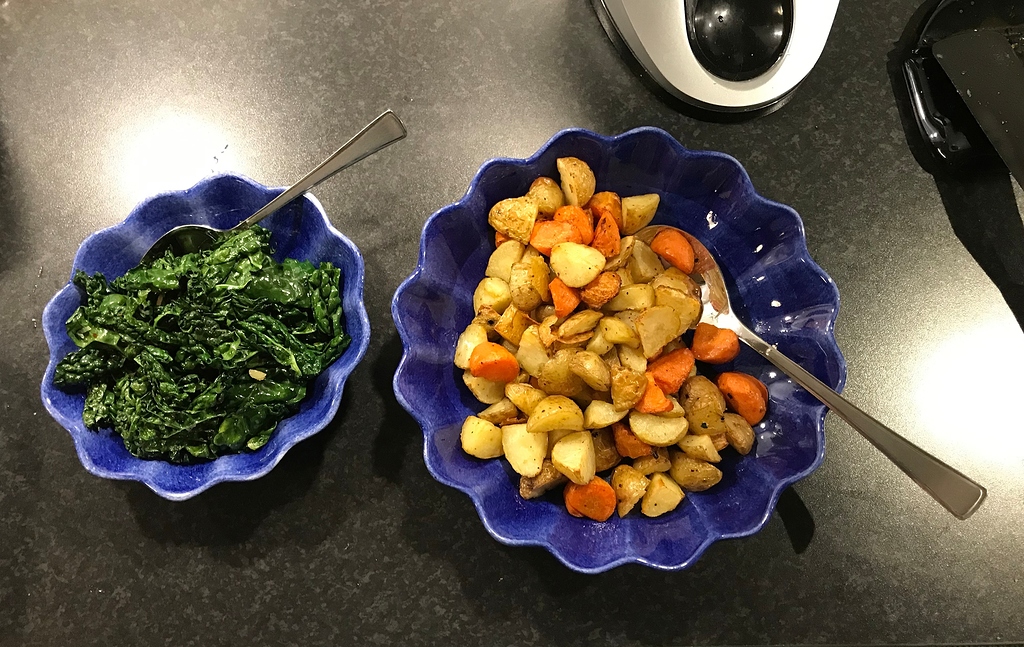 Roasted veggies and pan fried black kale Completed Projects the