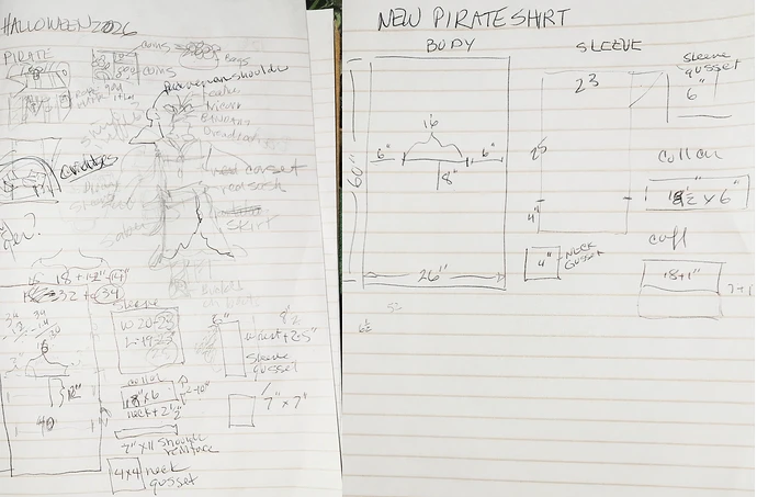 Pirate Shirt Measurements