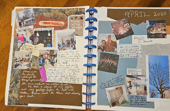 Scrapbook page for March & April 2025