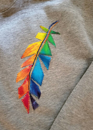 Rainbow Feather Sweatshirt detail