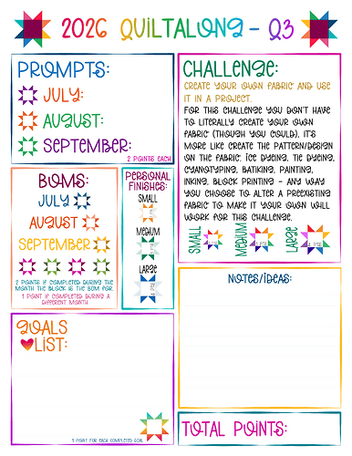 Quiltalong project tracker - Q3