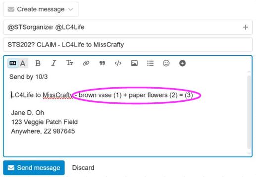 multiple items example of a claim message