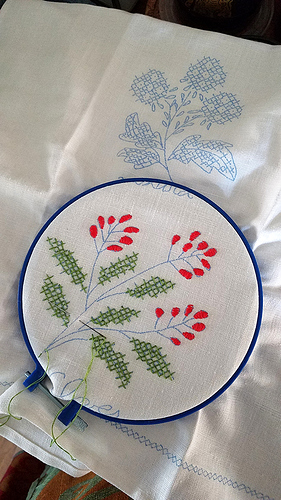 Embroidery in progress