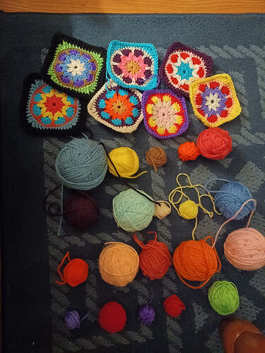 A few of the yarn and squarea