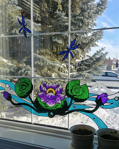 WaterlilyandDragonflyWindowCling1